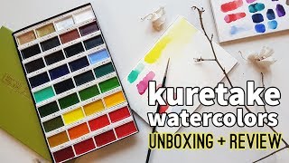 UNBOXING  REVIEW  Kuretake Watercolors [upl. by Eiliak]