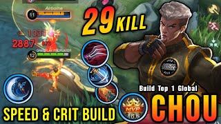 29 Kills Attack Speed amp Critical Build Chou Offlane Monster  Build Top 1 Global Chou  MLBB [upl. by Rattan]