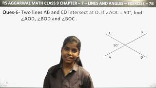 Q6 Ex  7B  Ch  7  Lines and Angles  RS Aggarwal Math class 9  RN Glory [upl. by Aiveneg]