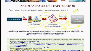 SALDO A FAVOR DEL EXPORTADOR Operatividad y Normativa Aplicada al Comercio Exterior Peruano [upl. by Dart]