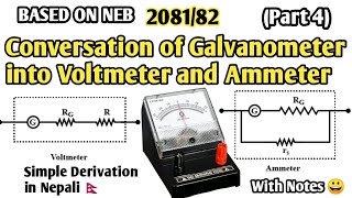 Conversion of Galvanometer into Voltmeter and Ammeter  Shunt  Class 12 Physics in Nepali  NEB [upl. by Rab]