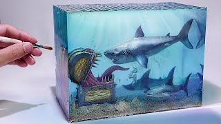 How To Make Underwater Mimic and Sharks Diorama [upl. by Alfonzo]