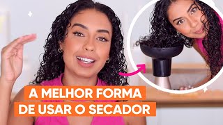 COMO SECAR O CABELO CACHEADO COM SECADOR E DIFUSOR  JULIANA LOUISE [upl. by Bartko]