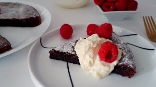 Swedish Sticky Chocolate Cake  Kladdkaka Recipe [upl. by Arlan]