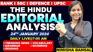 The Hindu Editorial Analysis 24th JANUARY 2024 Vocab Grammar Reading Skimming  Nimisha Bansal [upl. by Talmud]