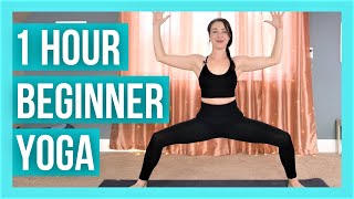 1 Hour BEGINNER Yoga for Strength Balance amp Flexibility  NO PROPS [upl. by Chew]