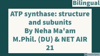 ATP synthase Structure and Subunits  CSIR NET Life Sciences [upl. by Euf]