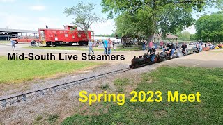 MidSouth Live Steamers Spring 2023 Meet  Steam Quad Header  Lots of Trains  Over 14 Hr [upl. by Imarej404]