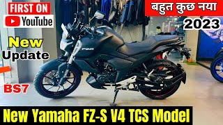 All New 2023 Yamaha FZS V4 TCS BS7😍Matt Black✅Detailed Review  Price  Changes  Update  Features🔥 [upl. by Assek]