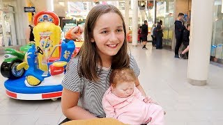 Shopping with Reborn Baby Doll at the Mall Went to Claires to Buy Reborn Earrings [upl. by Lorraine]