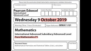 Edexcel IAL Maths  P1  October 2019 [upl. by Byrd]