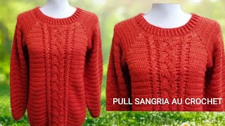 TUTO pull top down torsades quotSangriaquot au crochet mixte isa crochet [upl. by Andrea]