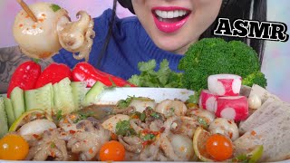 ASMR SPICY OCTOPUS  THAI SPICY SAUCE  FRESH VEGGIES CRUNCHY EATING SOUNDS NO TALKING  SASASMR [upl. by Leake]