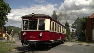 Züge zum Bahnhofsfest Wernigerode  Gasttriebwagen und Rollbockzug [upl. by Kinemod450]