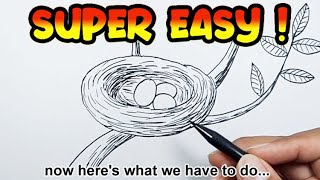 How to draw a bird nest easy  Super Simple Drawings [upl. by Valdis]