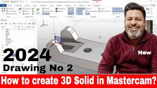 Mastercam 2024 3d Solid modelling practice Drawing Drawing 2 How to create 3d solid in mastercam [upl. by Hoeg]