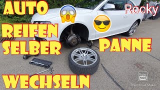 Auto Reifen selber wechseln mit Bordwerkzeug und Wagenheber  Autoreifen tauschen Wagen Heber nutzen [upl. by Walston]