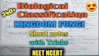 Biological classification KINGDOM FUNGI Class 11 chapter 2 NCERT BIOLOGY WITH SHORT NOTES ampTRICKS [upl. by Sirdna921]