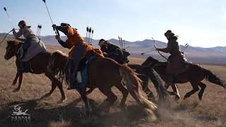 Traditional Mongolian Cavalry performing Horseback Archery  Namnaa Academy archers [upl. by Ekez]