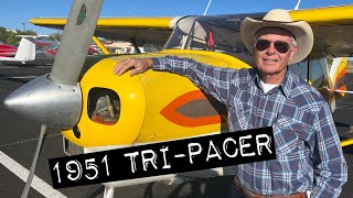 Cool 1951 Yellow Piper TriPacer Airplane [upl. by Ihsakat]