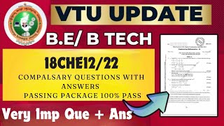 18CHE1222 Chemistry PASSING PACKAGE Most important questions VTU 2022 SCHEME exam vtu [upl. by Nappie785]