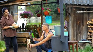 Village life in Belarus Cooking roast on the fire Unsettled life in the village [upl. by Einahpet]