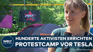 PROTESTCAMP GEGEN TESLA Großeinsatz in Grünheide Polizei befürchtet Eskalation [upl. by Zere]