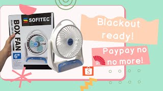 SHOPEE BUDOL SOFITEC PORTABLE BOX FAN WITH LED LIGHT Lynnuel Rose [upl. by Wenn]