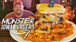 Legendary Monster Burger Challenge w Iowa Pork Tenderloin [upl. by Lyrred]