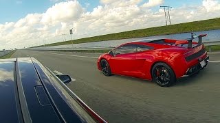 Tesla Model S P85D vs Lamborghini LP5704 Super Trofeo Stradale Drag Racing [upl. by Kerman]