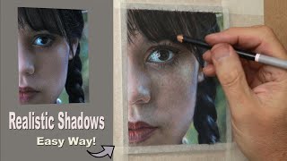 Pastel Pencil Tutorial  How to draw Realistic Skin Tone Shadows Wednesday Addams Halloween Special [upl. by Fran678]