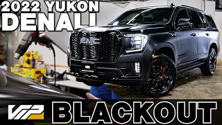 Satin Wrapped 2022 Yukon Denali Color Change  BLACKOUT BUILD [upl. by Nylicaj]