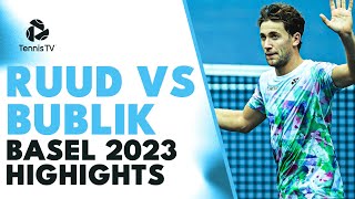 Casper Ruud vs Alexander Bublik FUN Match  Basel 2023 Highlights [upl. by Kudva]