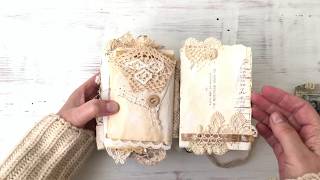 Handmade Junk Journal Filled With Vintage Fabrics Laces and Ephemera [upl. by Esinrahs]