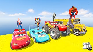 TRANSPORTING PIXAR CARS amp FRUITS WITH COLORED amp JOHN DEERE vs CLAAS vs TRACTORS  BeamNGdrive [upl. by Atterual478]