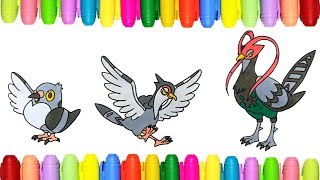 Pokemon coloring pages for kids  Pidove Tranquill and Unfezant [upl. by Hagep239]