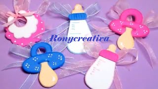 Distintivos para BABY SHOWER  Baby Shower souvenirs DIY [upl. by Rayner309]