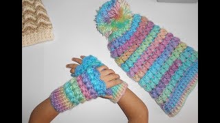 Guantes sin dedos  Mitones a crochet  paso a paso facil y rapido  crochet mittens [upl. by Acsehcnarf372]