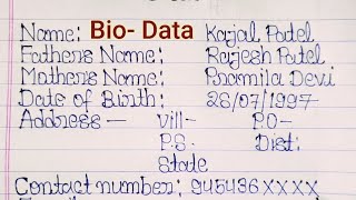 Bio Data बनाना सीखें  biodata kaise banaye  biodata kaise likhe  biodata format [upl. by Urion]