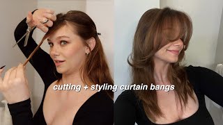 how i cut and style my curtain bangs [upl. by Sigsmond]