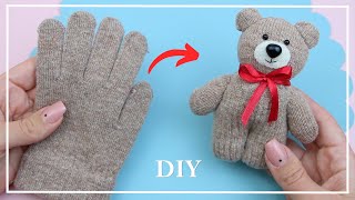 Из одной перчатки сделала Милого Медвежонка 🐻🧤 Легко У вас получится 💛 Teddy bear making DIY [upl. by Llirpa]