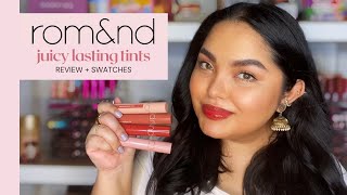 Romampnd Juicy Lasting Tint Review amp Swatches on MORENA Skin  Jay Gurbuxani [upl. by Odnavres]