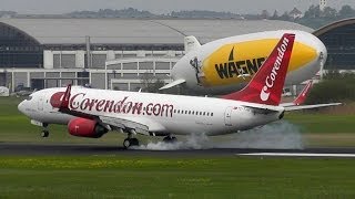 Corendon Airlines Boeing 737800 TCTJG landing in Friedrichshafen FDH HD [upl. by Kamin]