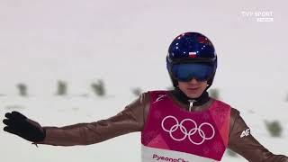 Kamil Stoch IO Pjongczang 2018 2 seria skocznia duża [upl. by Nitza]