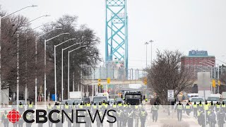 Ambassador Bridge reopens after police clear protesters [upl. by Ayahc]