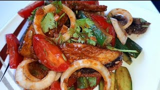 Sousli Baqlajon Salat Tayyorlash ✅ Салат из Баклажанов 👌 Eggplant Salad [upl. by Yeleen548]