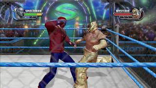 WWE All Stars Spiderman Vs Rey Mysterio Cage Match HD [upl. by Dnaloy371]