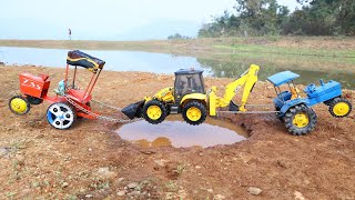 Tata Truck And JCB 5CX Accident Pulling Out Swaraj Tractor HMT Tractor  Cartoon Jcb  CS Toy [upl. by Osyth]