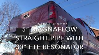 LBZ Duramax Straight Pipe with 30quot FTE Resonator [upl. by Zolly709]