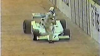 1977  Tom Pryce crash live broadcast TV  Kyalami circuit [upl. by Fakieh]